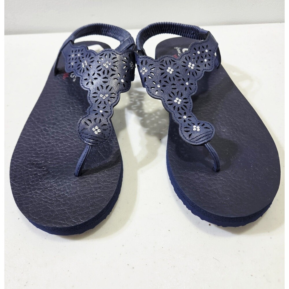 Skechers Women’s Sandals 9 Navy Cali Yoga Foam NEW - Picture 2 of 7